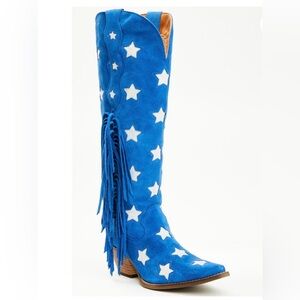Dingo Women’s Super Star Tall Suede Western Boots - Snip Toe - Blue (7.5)